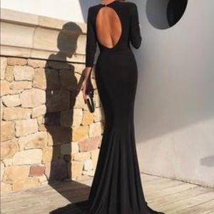 NWT****Club L Black Backless Fishtail Maxi Dress